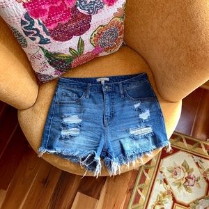 High Rise Frayed Shorts